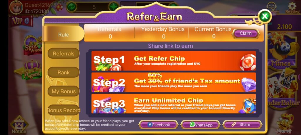 Refer And Earn In Rummy Joy App