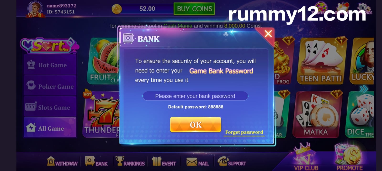 Rummy Perfect App Safe Button Program
